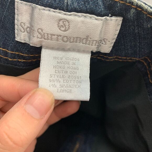 Vintage Soft Surroundings Denim Trousers Women L Large Retro Zip Front Wide Leg - Picture 10 of 13